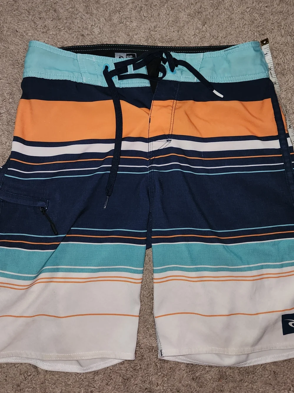 Rip Curl Men’s Striped Hybrid Board Shorts - Teal, Orange & Navy